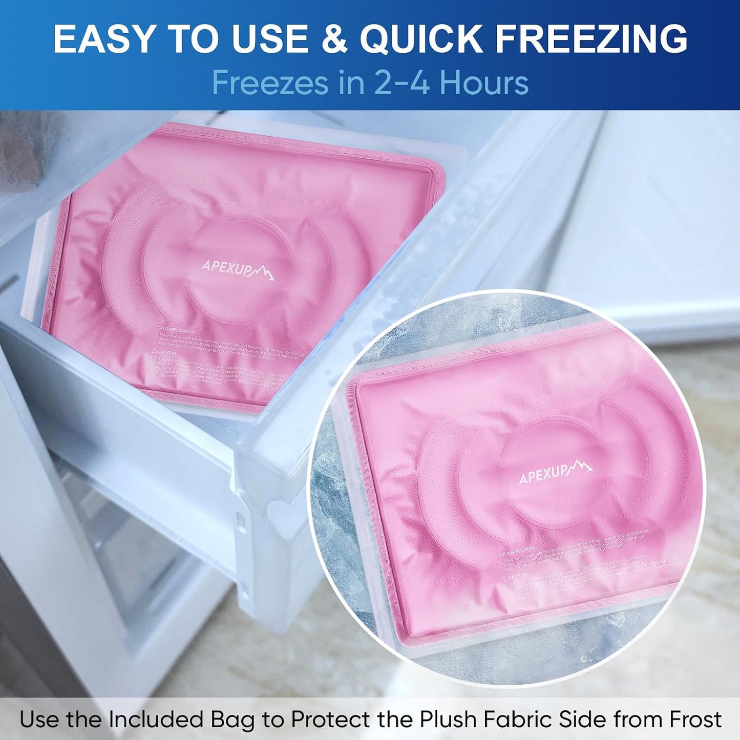Gel Ice Packs for Injuries Reusable, Flexible Double Sided Cold Packs for Injuries, Ice Pack for Knee, Shoulder, Back, Hip, Leg, Arm (Blue, 8"x5.5", 1PK)