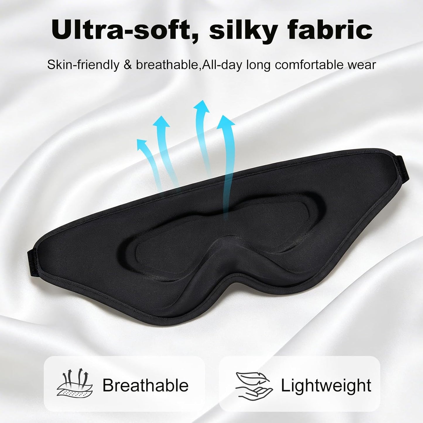 3D Contoured Sleep Eye Mask, Zero Eye Pressure Light Blocking Sleeping Mask, Night Blindfold with Adjustable Strap, Ultra Comfort Eye Shade Cover for Side Sleeper Men Women, Travel (Purple)