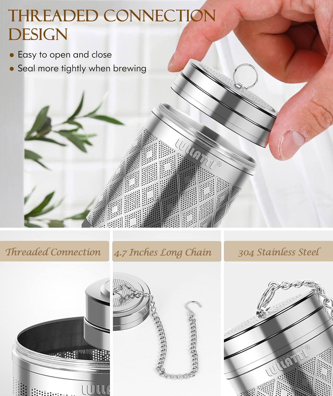 2 Pack 304 Steel Fine Mesh Tea Infusers for Loose Leaf Tea | Versatile for tea, spices & seasonings, fine mesh traps sediment, dishwasher-safe