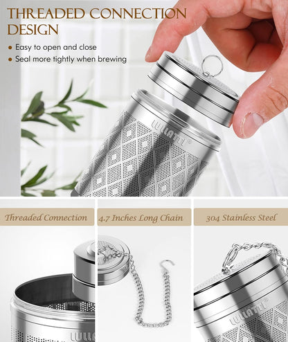 2 Pack 304 Steel Fine Mesh Tea Infusers for Loose Leaf Tea | Versatile for tea, spices & seasonings, fine mesh traps sediment, dishwasher-safe