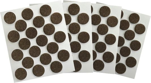 SoftTouch 3/8" Round Mini Self-Stick Furniture Slider Felt Pads for Hard Surfaces, Noise-Reducing Adhesive Furniture Moving Pads for Beds, Sofas, Dressers, 84-Count, Brown