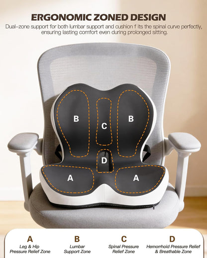 Office Chair Cushion for Tailbone & Low Back Pain Relief, Seat Cushions for Office Chairs with Comfortable Foam and High Backrest, Suitable for Office Chairs, Cars, Trucks, and Home Chairs