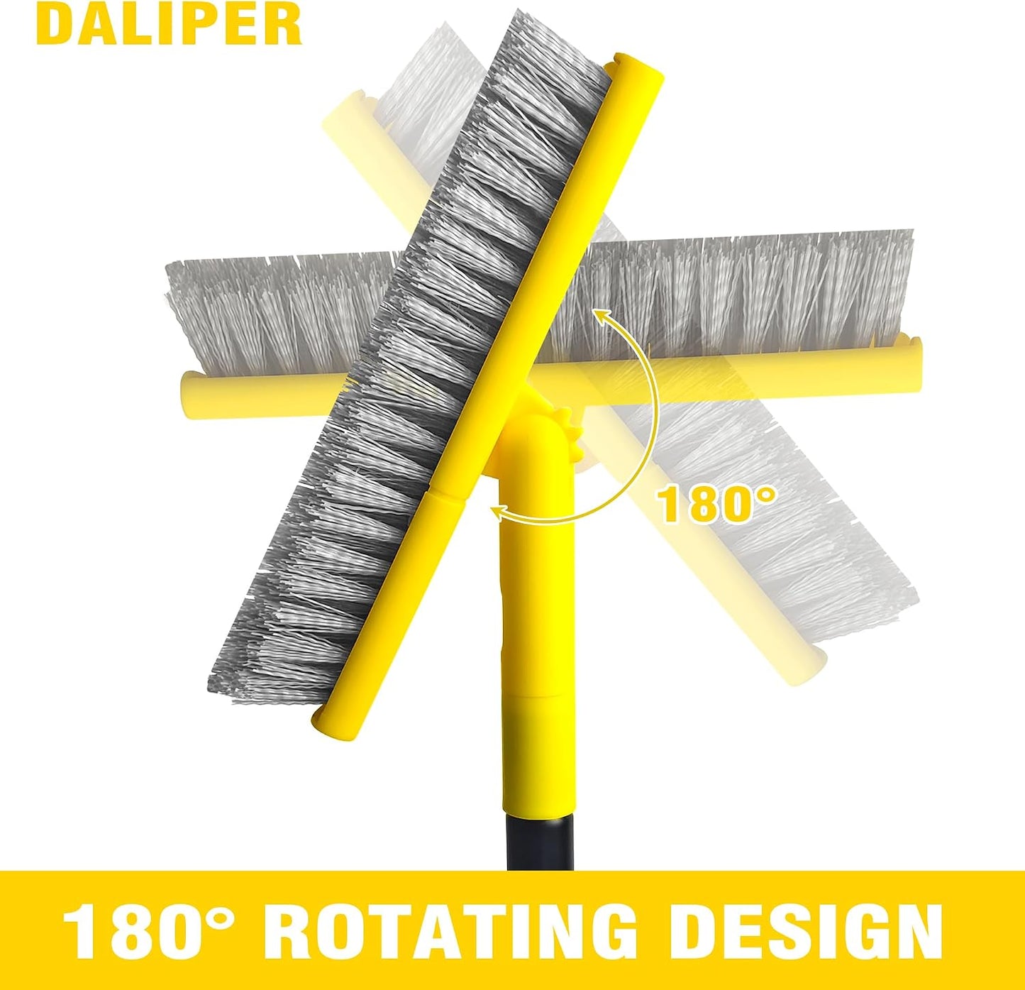 2 in 1 Grout Brush with 49.6" Long Handle, Swivel Grout Cleaning Brush V-Shape Grout Line Scrubber, 180°Rotatable Shower Tile Scrub with Stiff Bristle for Deep Cleaning Shower and Corner