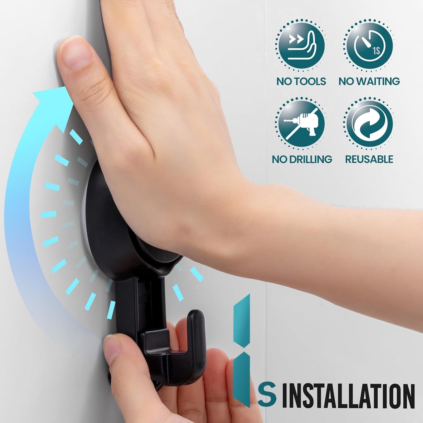 TAILI No Drill Powerful Suction Cup Razor Holder for Shower 2 Pack, Black | Waterproof, Towel, Loofah, Shaver Holder for Shower Wall, Powerful Suction Cup Hooks for Bathroom, Easy to Install and Reuse