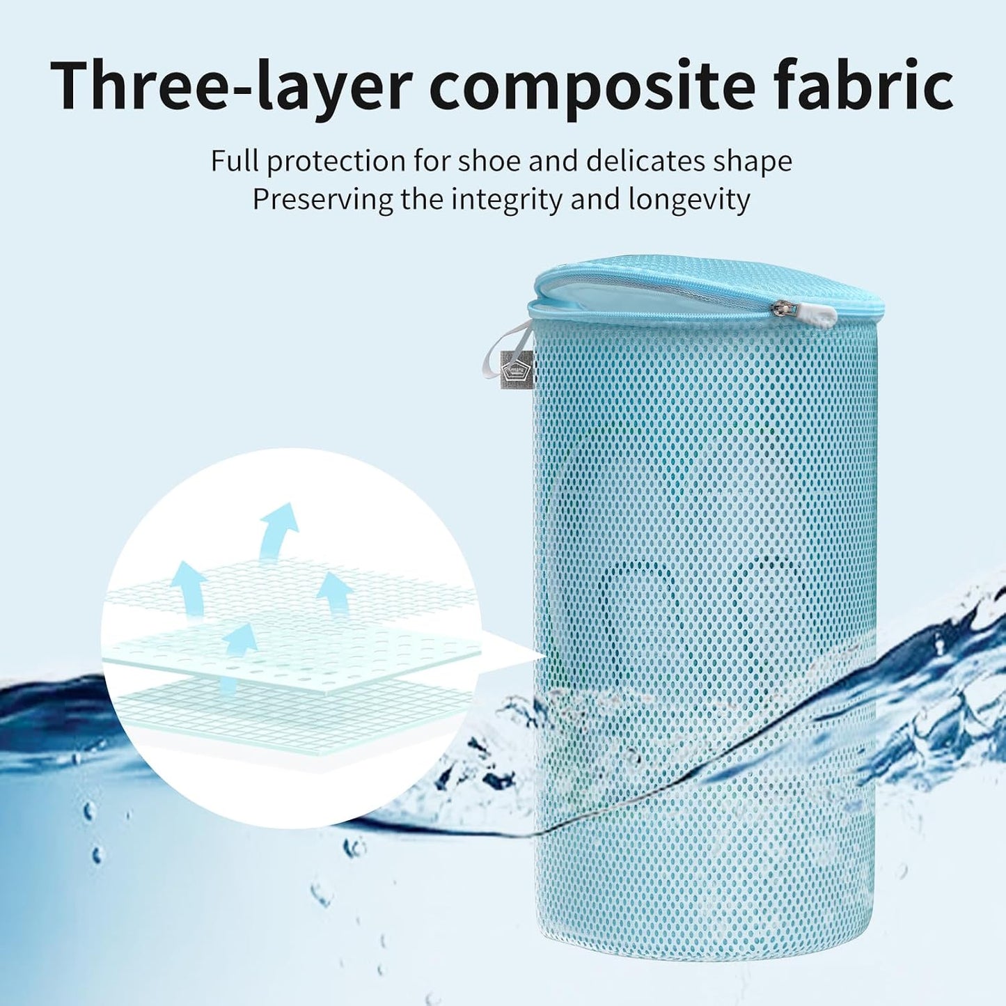 Shoe Washing Machine Bag, Laundry Bag for Sneakers, Orange, 7x15 | Bag to Wash Shoes in Washer and Dryer, for Tennis, Footwear, Trainers, Slippers, Prevent Tangling, Honeycomb Mesh