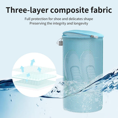 Shoe Washing Machine Bag, Laundry Bag for Sneakers, Orange, 7x15 | Bag to Wash Shoes in Washer and Dryer, for Tennis, Footwear, Trainers, Slippers, Prevent Tangling, Honeycomb Mesh