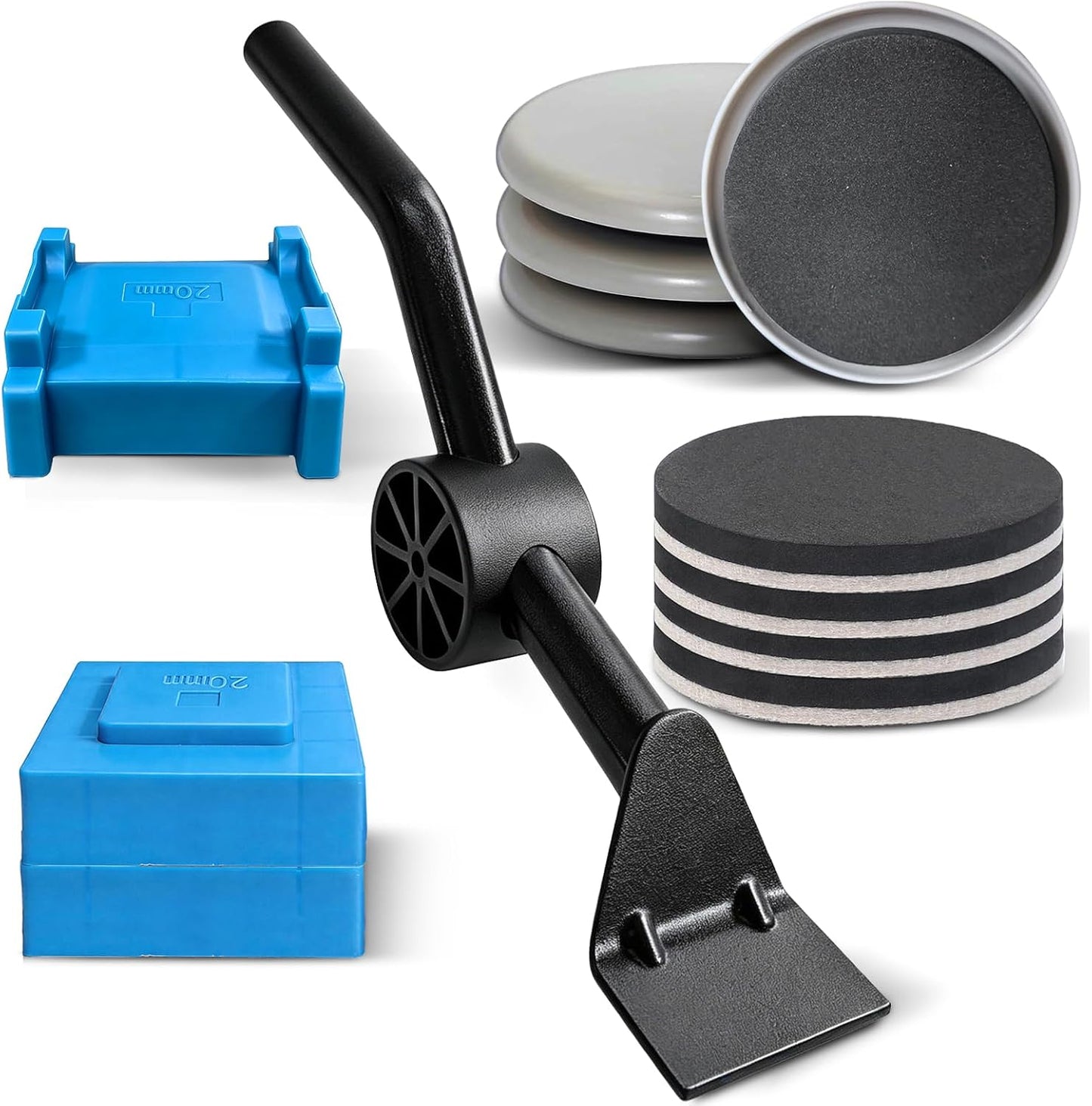 3.5 Inch Furniture Sliders with Lifter Tool, 12 PCS Multi-Surface Movers Kit for Carpet and Hardwood Floors, Heavy Duty Moving Pads, Appliance Slider Floor Protectors for Sofa Bed Table Cabinet