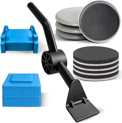 3.5 Inch Furniture Sliders with Lifter Tool, 12 PCS Multi-Surface Movers Kit for Carpet and Hardwood Floors, Heavy Duty Moving Pads, Appliance Slider Floor Protectors for Sofa Bed Table Cabinet