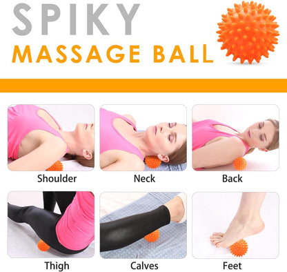 Massage Ball Set, Spiky Ball & Lacrosse Ball for Body Massage, Muscle Relief, Deep Tissue, Myofascial Release, Massager for Neck, Shoulder, Back, Foot or Muscle Tension (Blue)
