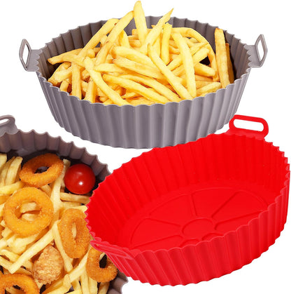 Air Fryer Silicone Liners Pot for 3-5QT 2Pack Reusable Silicone Air Fryer Liners Food Grade Accessories Basket Bowl Baking Replacement of Parchment Liners Round(6.5 Inch)
