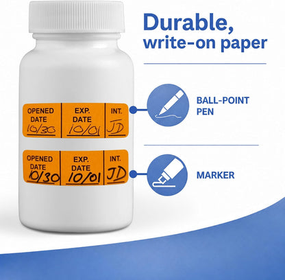 Pantry Labels for Containers, Waterproof Date & Contents Food Labels, 1" x 2" (25.4 x 50.8mm), 500/Roll, Writable