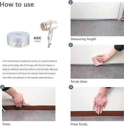 TAROSE Weather Stripping Door Seal, 33 Feet Long Transparent (Width 25mm) | Shower Door Seal Strip, Adhesive Silicone Tape, Door Draft Stopper, Blocks Drafts and Noise, for Doors & Windows