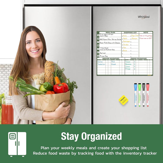 Magnetic Fridge Calendar Magnet, Dry Erase Whiteboard Calendar and Family Chore Chart for Adults with Magnetic List, Dry Erase Markers and Eraser - 14 x 11 Inches
