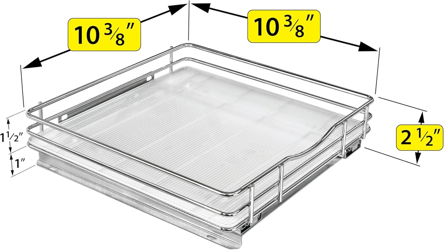 LYNK PROFESSIONAL® Pull Out Spice Organization for Cabinets - 4-3/8 inch Wide – Spice Rack for Inside Cabinets, Slide Out Spice Rack Organizer for cabinet – Pull Out Spice Rack, Sliding 2 Tier Chrome