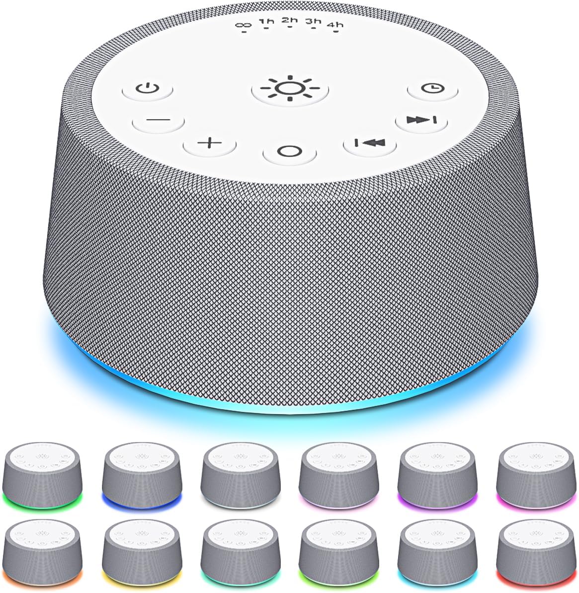 SoundLegend Sleep White Noise Sound Machines 32-Level Volume 30 Sounds 12 Colors Light 5 Timers Adjustable Light Brightness Compact for Everyone Travel Gift Memory Function