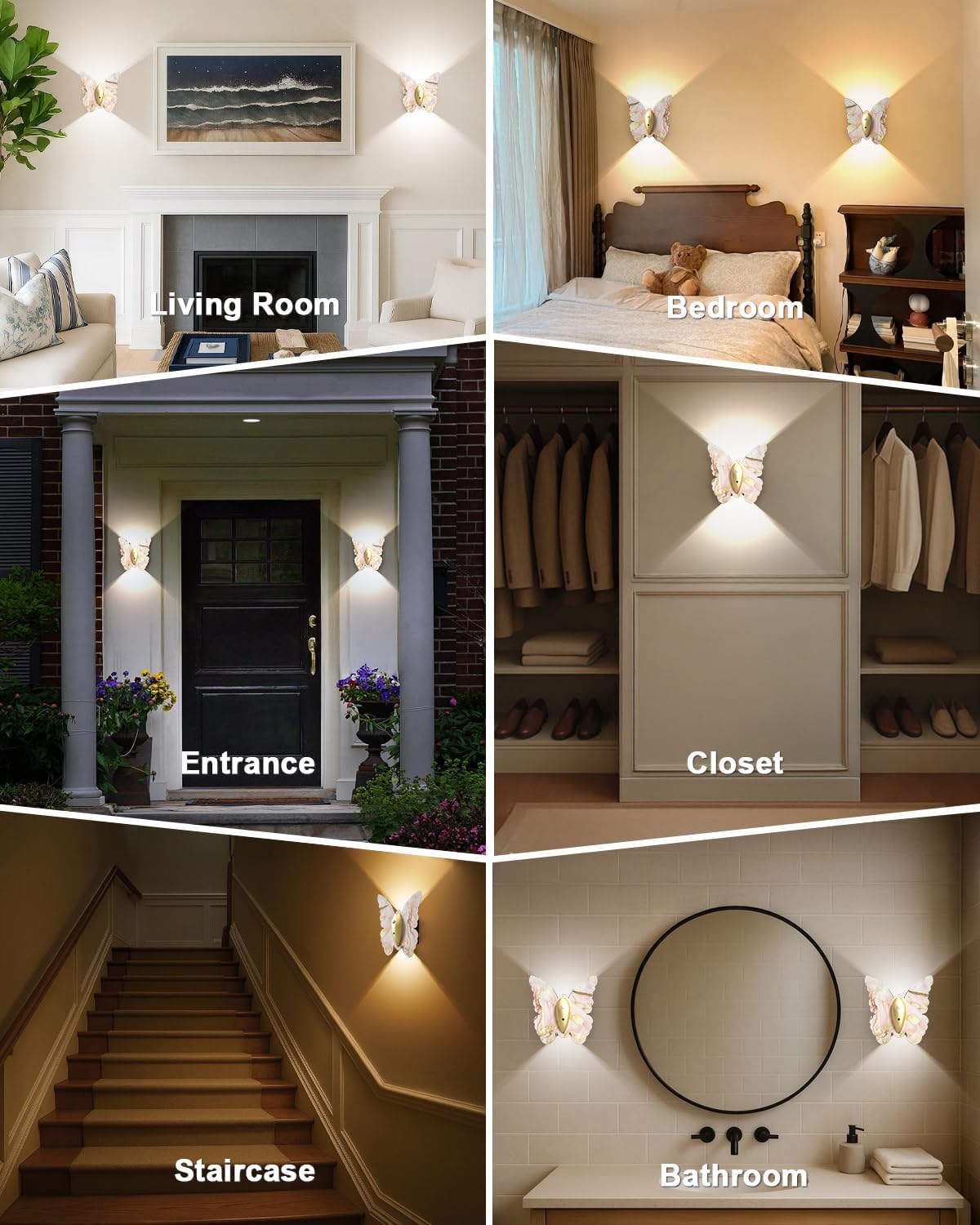 Eneru Motion Sensor Wall Sconce Set of 2, Rechargeable Wall Lights, Indoor