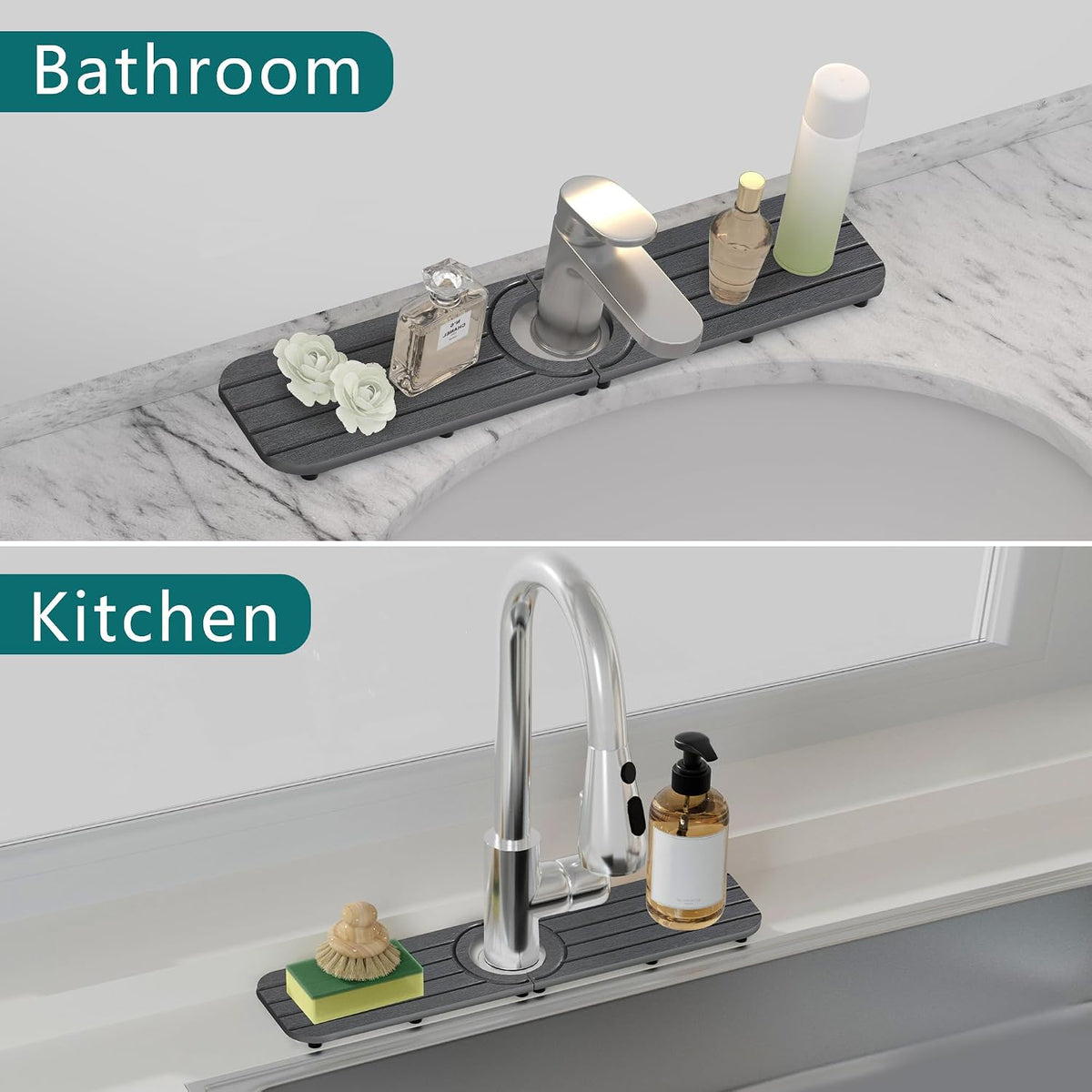 Water Absorbing Stone Kitchen Sink Mat Faucet Splash Guard for Bathroom
