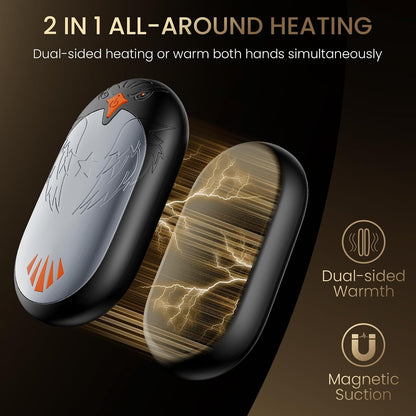 Magnetic Hand Warmers Rechargeable 2 Pack, Ergonomic Electric Hand Warmer, Up to 24hrs, Pocket Size Handwarmers,Warm Gifts for Raynauds, Golf, Men Women