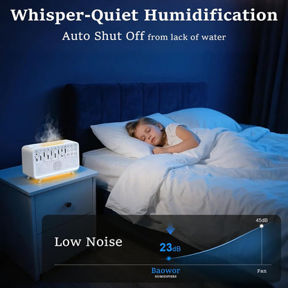White Noise Night Light Sound Machine Humidifier 3-in-1 White Noise Machine with 8 Ambient Sounds Air Humidifier for Bedroom Powered by USB Essential Oil Diffuser for Sleeping Meditation Work