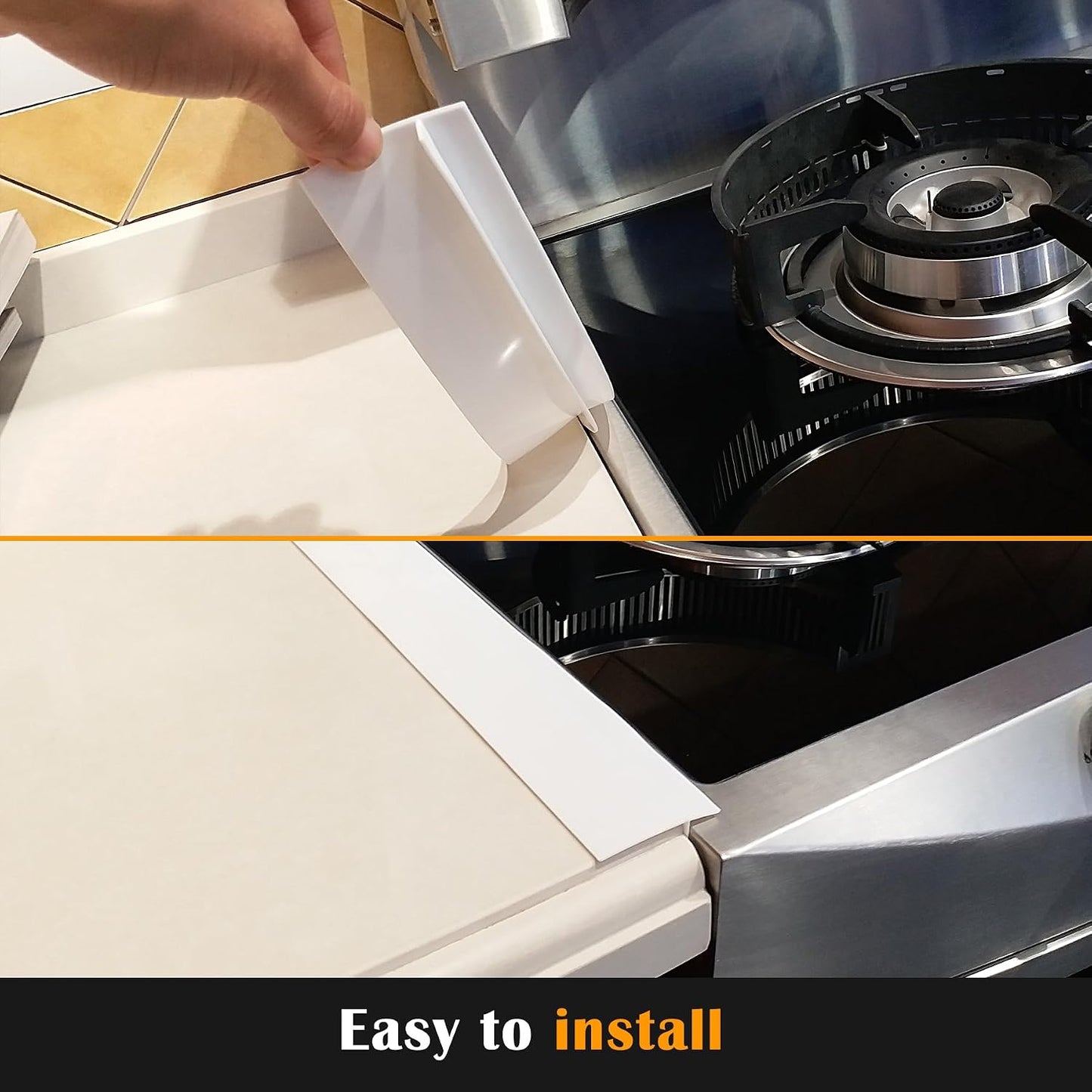 Silicone Stove Counter Gap Cover - 25 Inch Gap Filler 2 Pack Black | Long gap filler seals spills between kitchen appliances Stovetop oven countertop; stove gap cover, gas stove side gap covers
