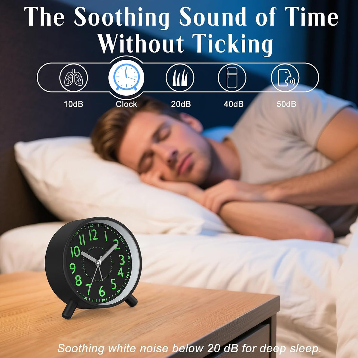 Analog Alarm Clock Night Ligh Battery Operated for Bedroom