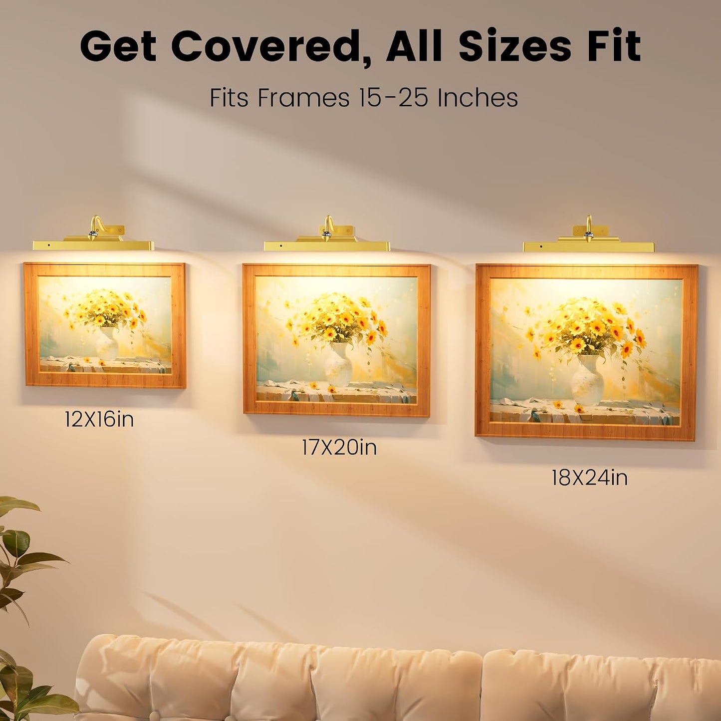 Picture Light for Wall, 12" Rechargeable Wireless Battery Operated Painting Lighting, Dimmable LED with Remote 3CCT for Wall Art Gallery Display (Black)