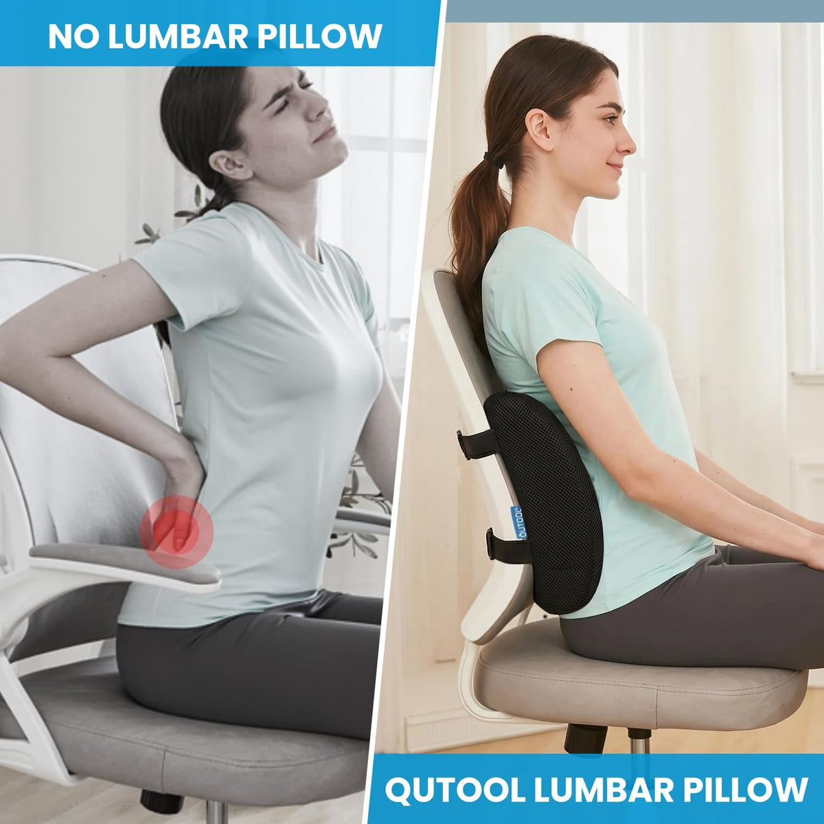 Lumbar Support Pillow for Office Chair, Office Home Essentials,Gifts for Mom,Dad, Back Support Pillow for Car, Chair Cushions,Back Pain Relief Improve Posture,Mesh Cover Double Adjustable Straps