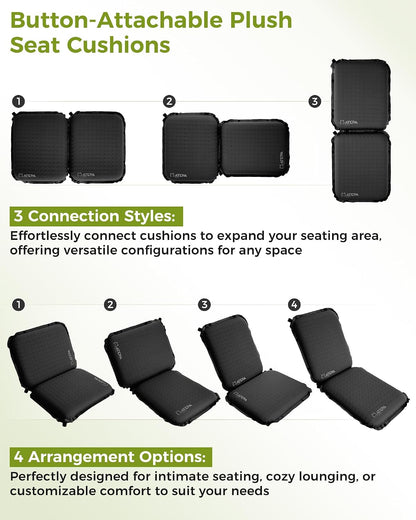 ATEPA Inflatable Seat Cushion | 2" & 2.5" foam core seat pad, Self inflating, Compact, Stadium, Airplane, Travel, Camping, Hiking, Sports events