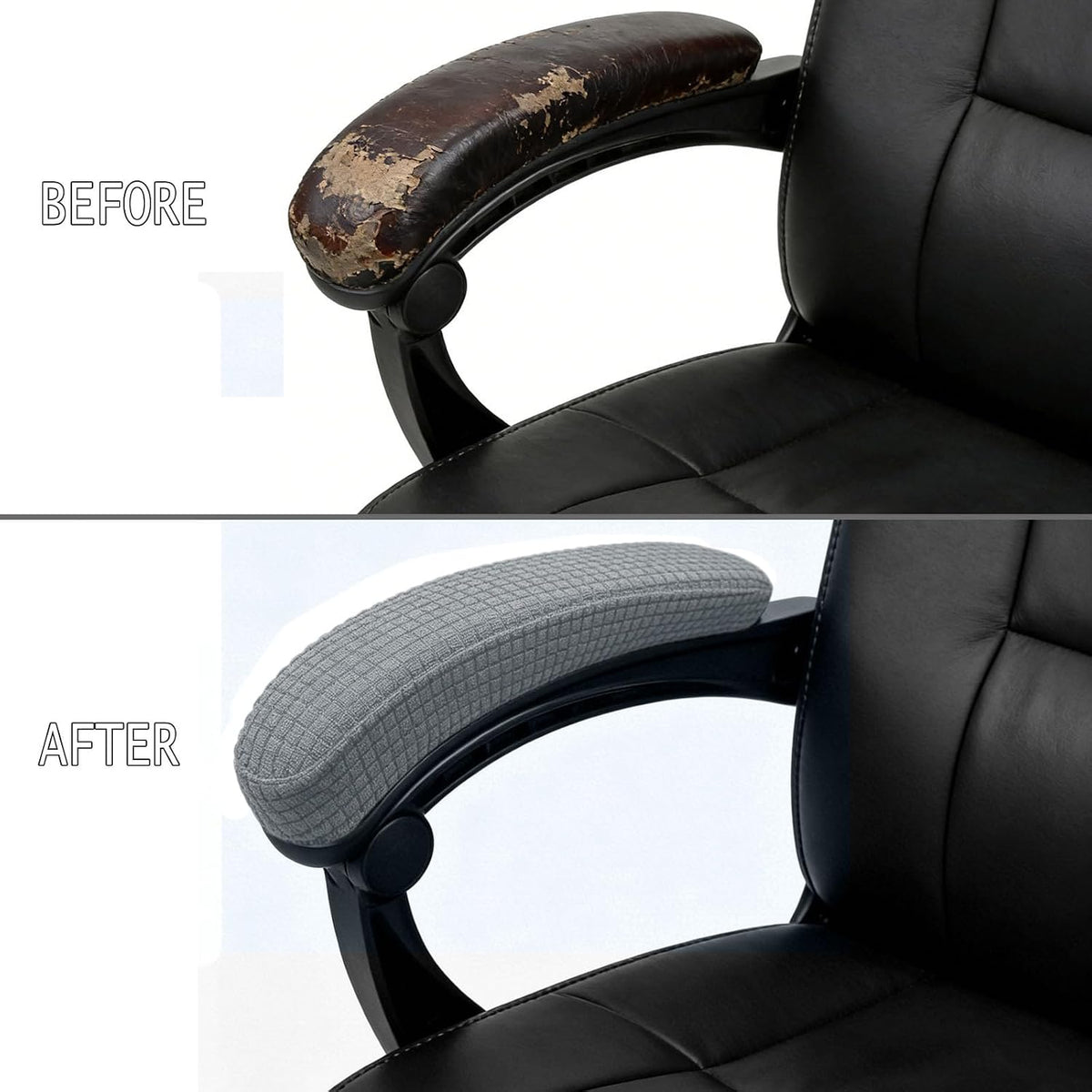 Melaluxe Office Chair Armrest Covers, Stretchable Removable Washable Chair Arm Covers, Elastic Desk Computer Gaming Chair Arm Rest Protector Slipcovers (Black)