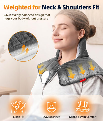 Comfytemp Heating Pad for Neck Shoulders Back, 2.6 Ib Weighted Heating Pad