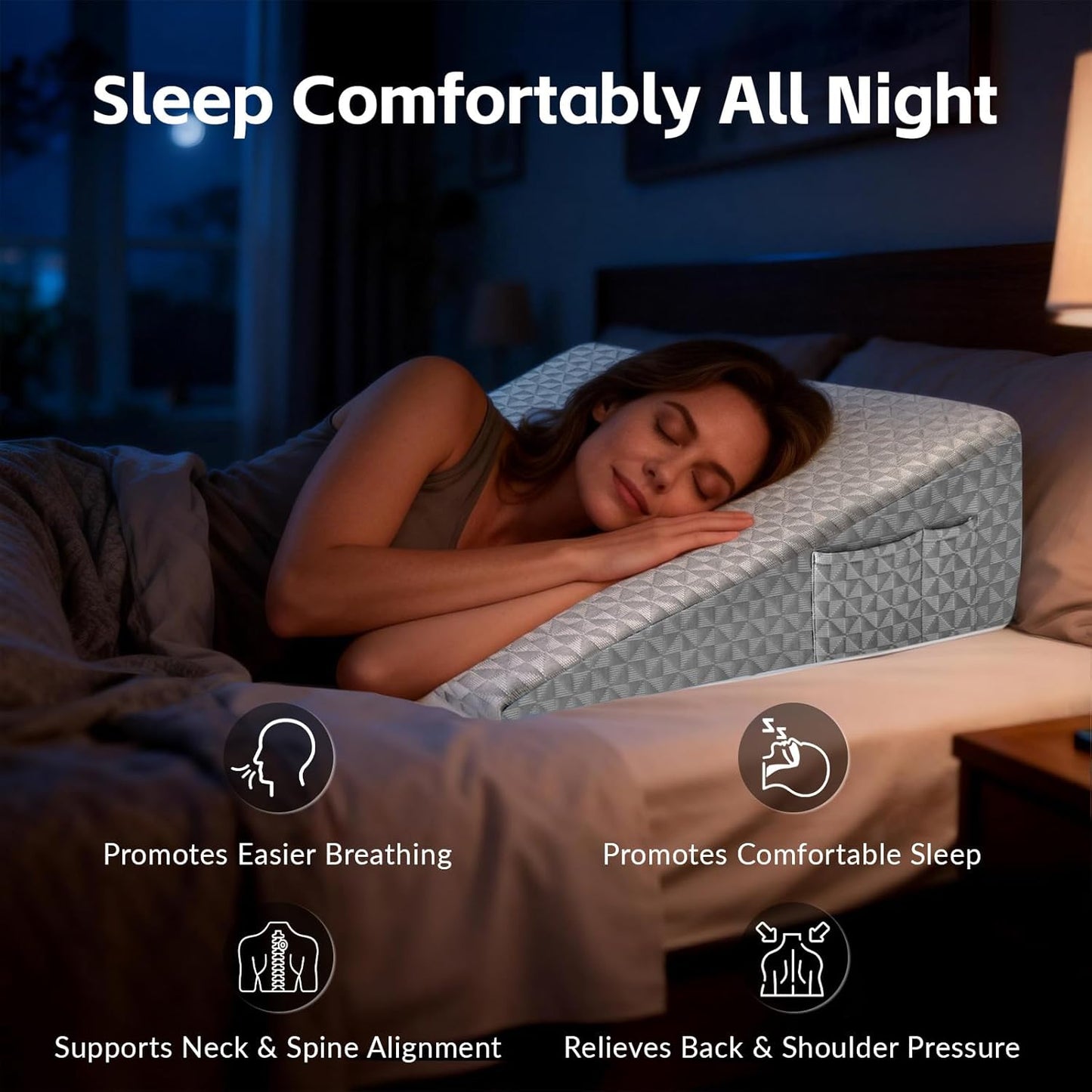 8" Leg Elevation Pillow, Memory Foam Wedge Pillow for Leg & Knee Support | Knee, Hip & Ankle Support. Elevates Legs For Comfortable Sleeping, Resting, And Recovery With A Supportive Wedge Shape.