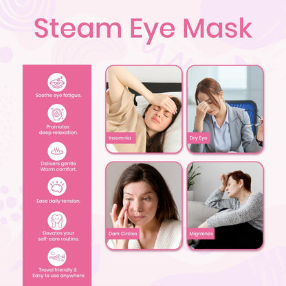 LANNA Heated Steam Eye Mask, Disposable 120 Minutes, Lavender Scent, 5 Pcs