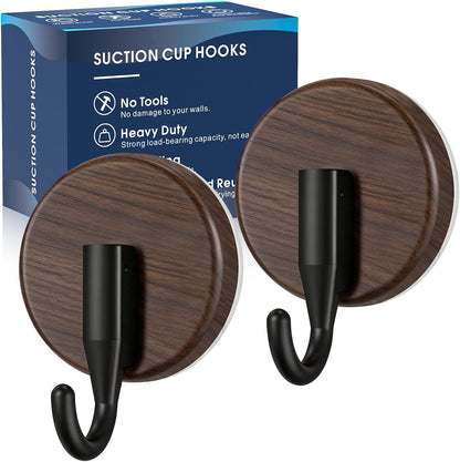 MOTAIPEAK Suction Cup Hooks for Shower,Shower Hooks Mounting on Glass Doors, Tile, Mirrors, Metals,Hook for Hanging Towels, Robe, Loofah, Jackets-Black(2 Pack)