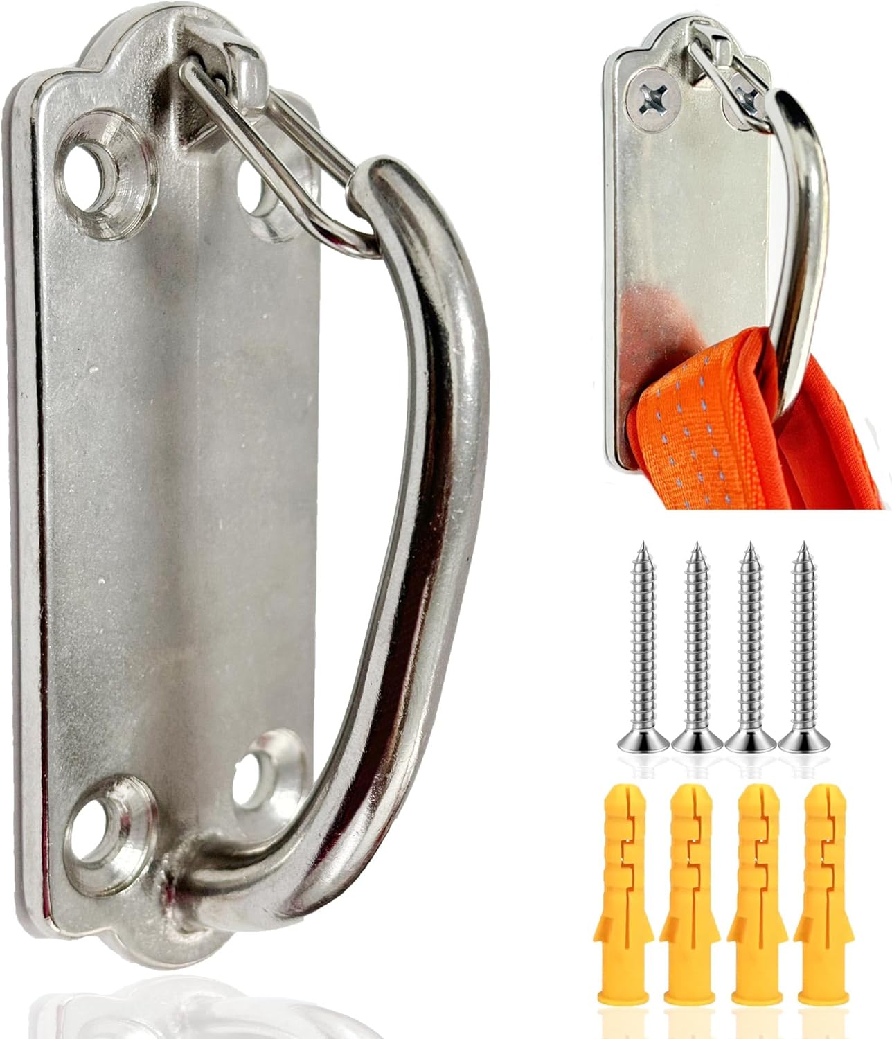 Heavy Duty Stainless Steel Dog Leash Wall Hook,Ultra-Secure Tie Out Anchor for Yard&Home,Anti-Escape Dog Chain Parking Hook,Rust-Proof&Easy to Install