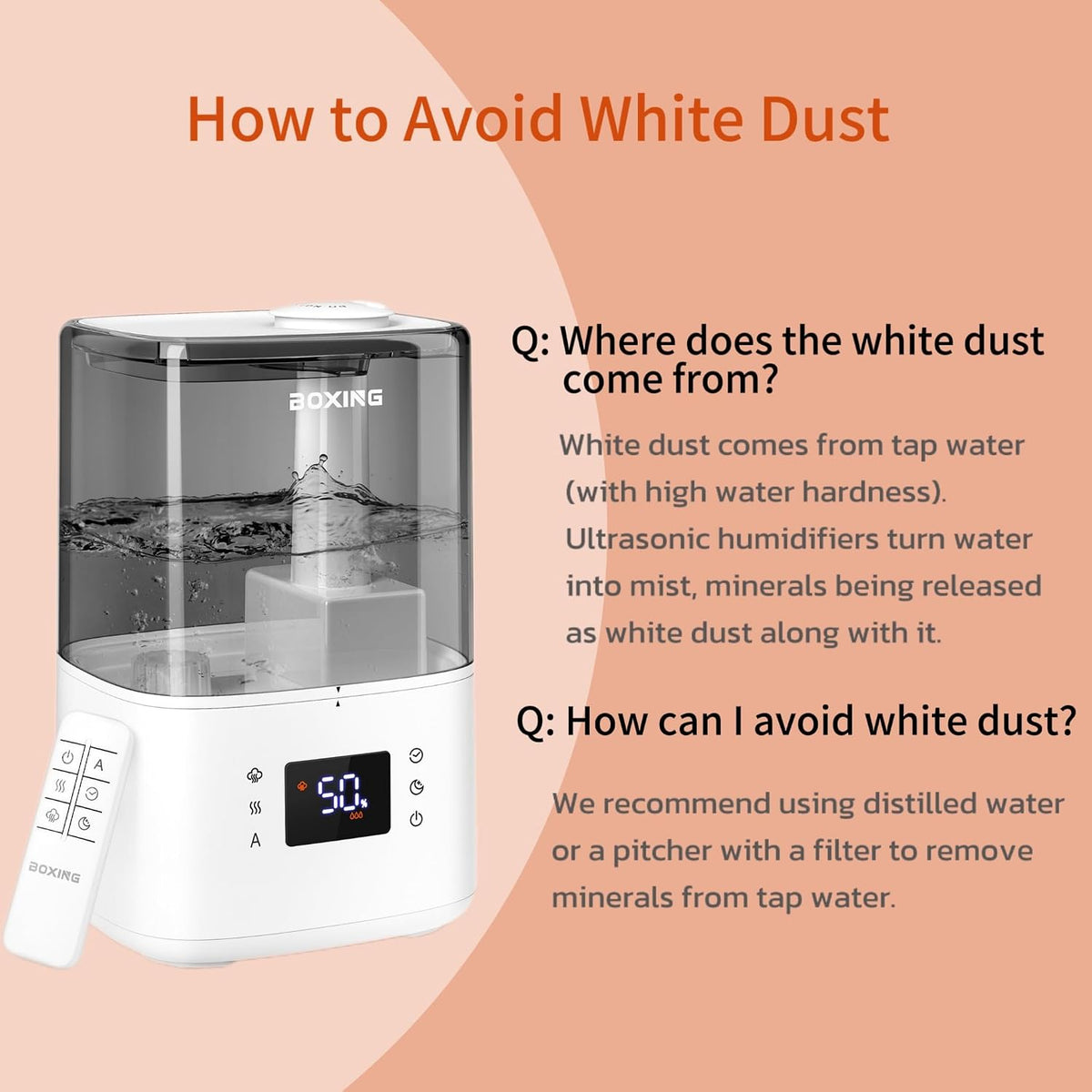 BOXING 4.5L Warm&Cool Mist Humidifier, Humidistat, Auto Mode, Remote,Timer
