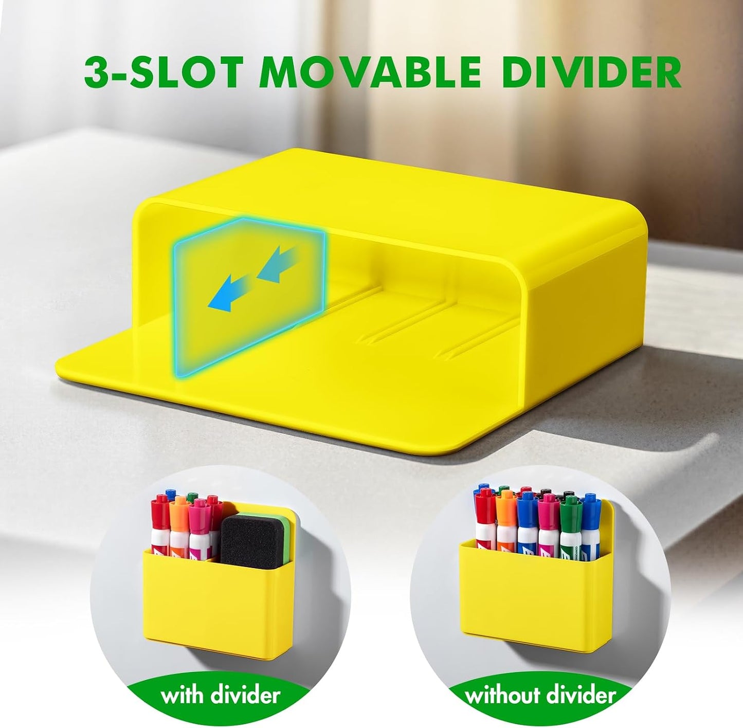 2 Pack Magnetic Pen Holder Cup for Whiteboard, Classroom Supplies | Plastic Magnetic Dry Erase Marker Holder for Refrigerator Fridge, Pencil Cup for School, Locker Accessories Organizer-White