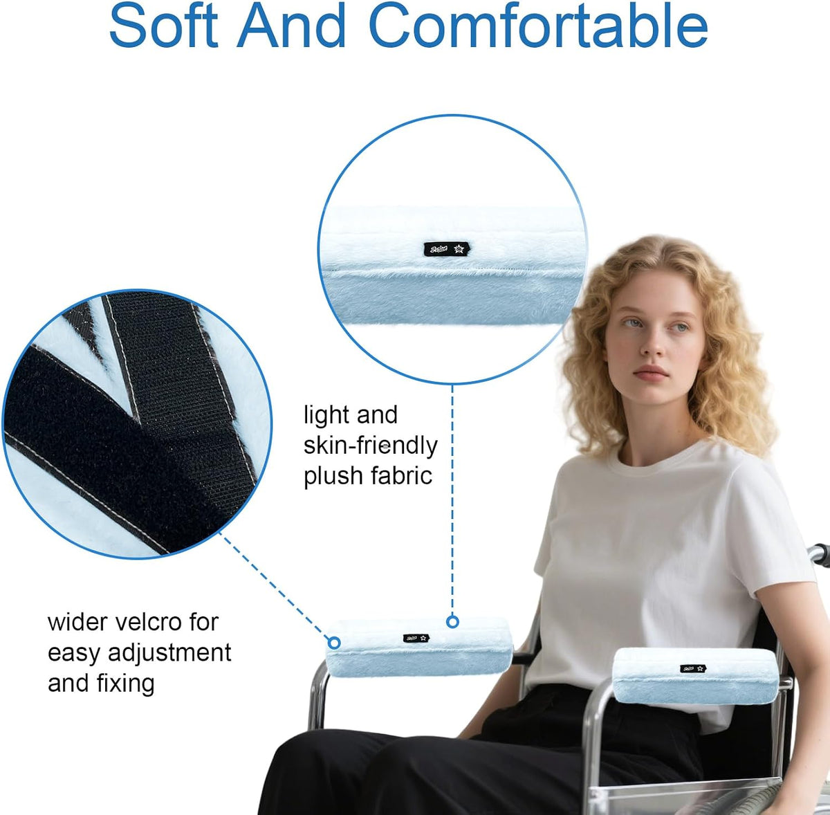 SPRING SEAON Wheelchair Armrest Pads Covers Fuzzy Desk Chair Arm Pads Soft