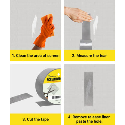 TORTO9 Window Screen Repair Kit, 3-Layer Strong Adhesive & Waterproof Tape Fiberglass Covering mesh (Gray, 2 Inch x 6.5 FT)