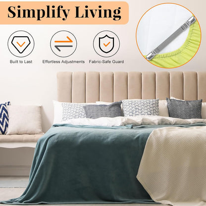 Boao 12 Pcs Bedsheet Strap Elastic Clip, White, 4-8 Inch Length