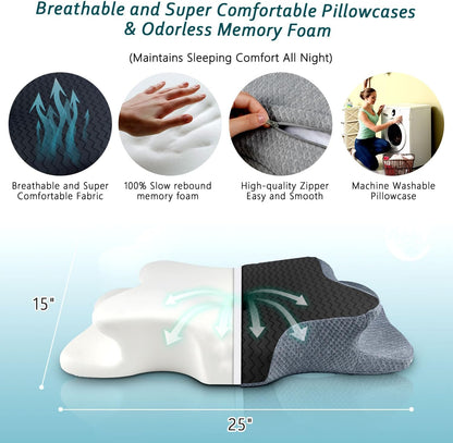 CHxxy Memory Foam Pillows, Cervical Pillow for Neck & Shoulder Pain Relief