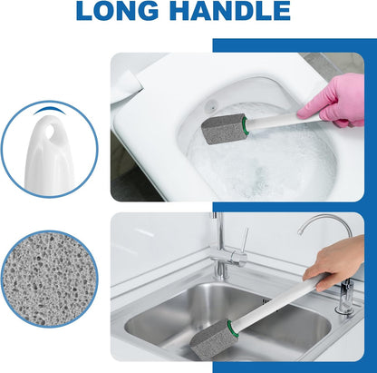 Pumice Stone Toilet Bowl Cleaner with Handle, 1 Wand + 6 Pumice Stones, Clean Hard Water Stains and Rust, Suitable for Toilets, Sinks, and Grills