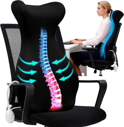 27.7'' Adjustable Airbag Full Back Lumbar Support Pillow, Back Pain Relief