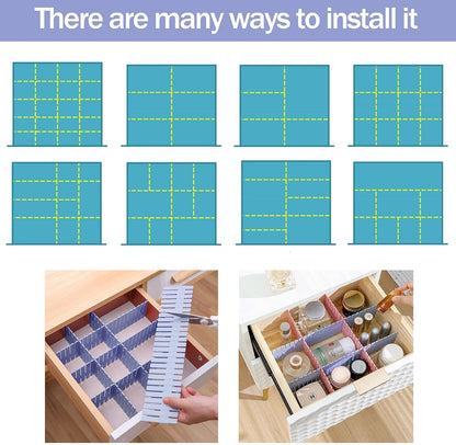 acDesign 40Pcs Grid Drawer Dividers, Adjustable Drawer Organizer for Socks, Underwear, Lingerie, Makeup, Bedroom Office Kitchen Storage (White)