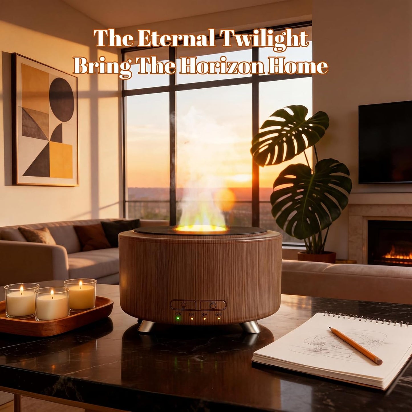 Essential Oil Diffuser for Home, 500ML Aromatherapy Diffuser Oil Machine for Office Room Yoga, Aroma Diffuser with Auto-Off Function, 9 Colors LED Night Light, Light Wood
