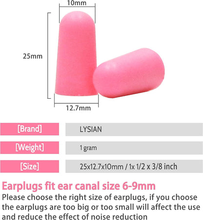 LYSIAN Foam Ear Plugs for Sleep, 60 Pairs, 38dB SNR, Purple