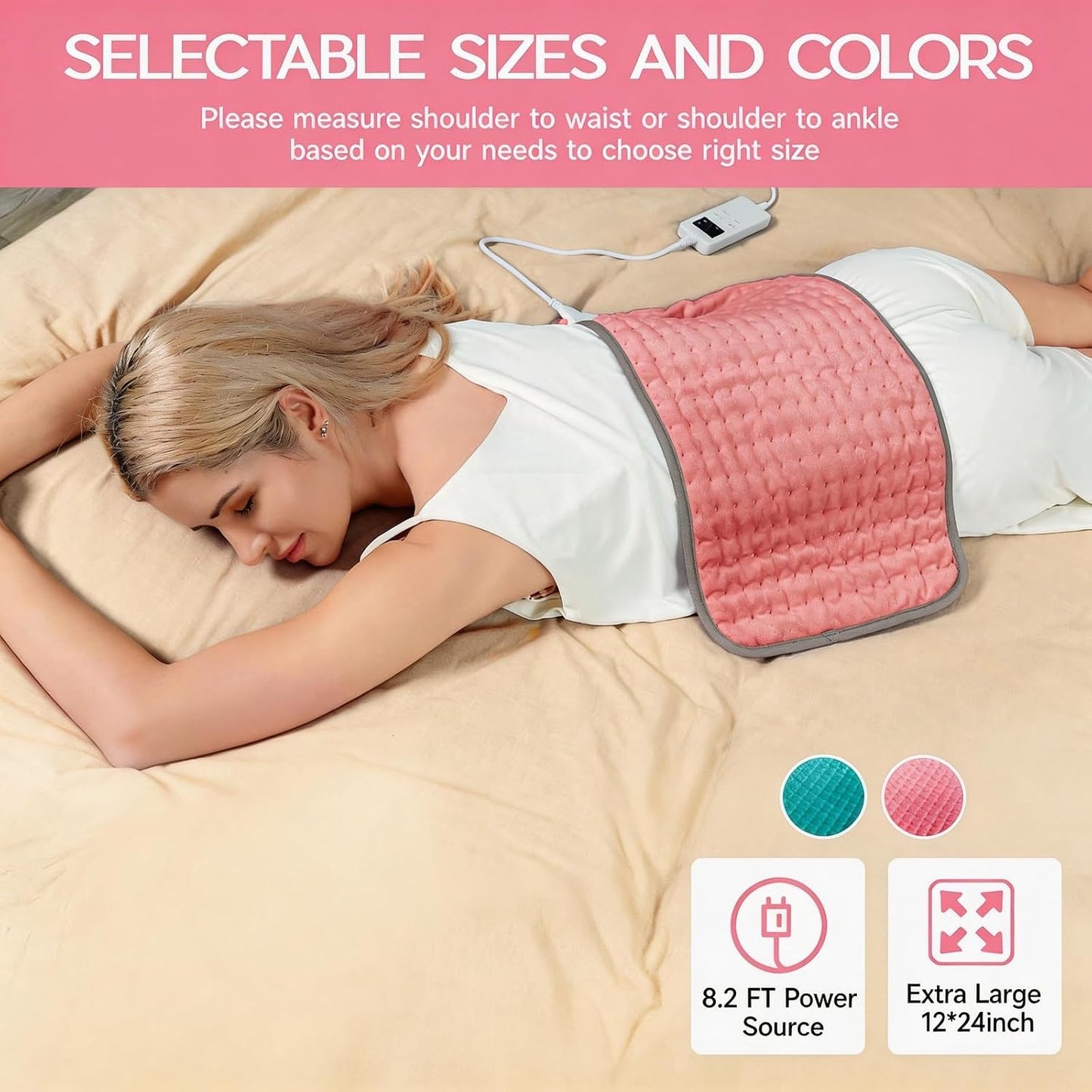 Heating Pad for Period Cramps, Heating Pad for Back/Neck/Shoulder Muscle Pain, 6 Heating&4 Timer Setting, Auto Shut Off, Dry/Moist Heat & Machine Washable, Gray Birthday Christmas Gifts for Women Mom