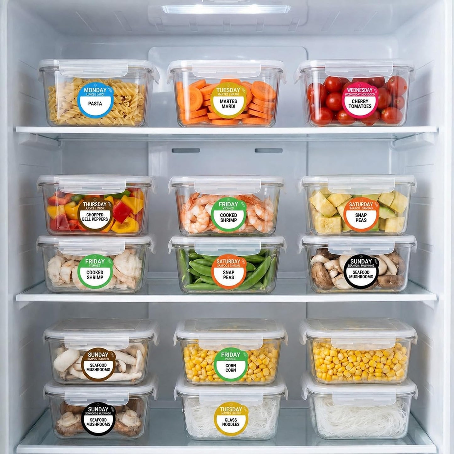 14 Roll 7000 Pcs Day of The Week Labels Food Labels Monday Through Sunday Management Inventory Stickers Removable Weekly Self Adhesive Date Dot Stickers for Restaurant Kitchen Containers Dispenser