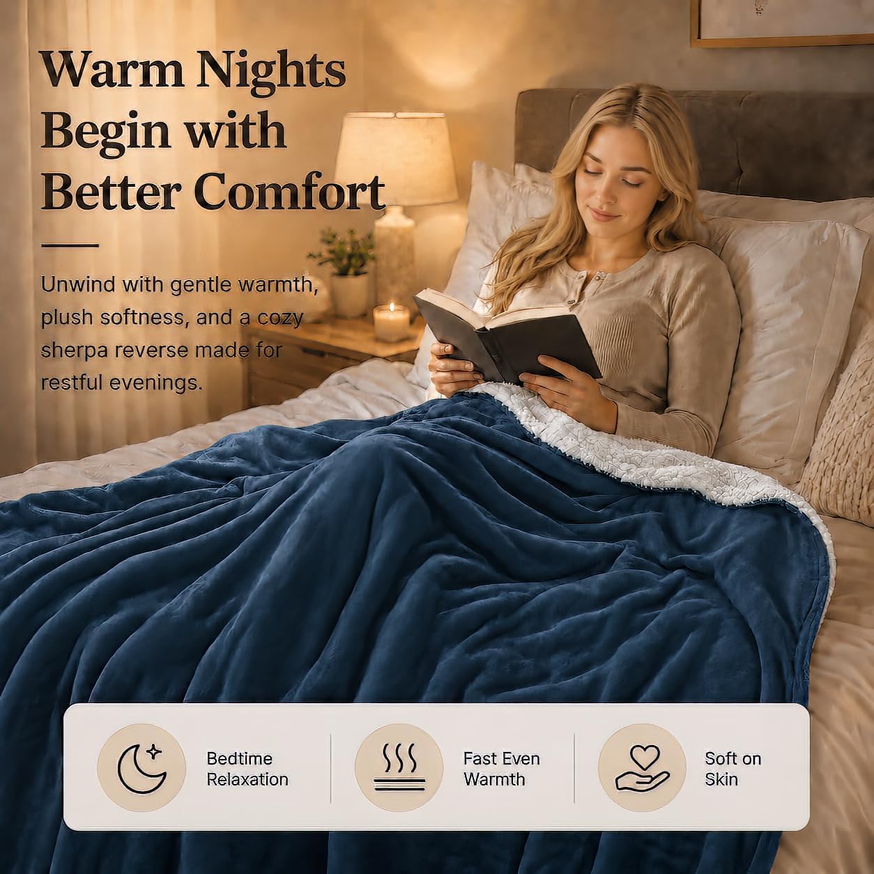 Electric Heated Blanket Full Size 72"x84" – Light Gray | ETL for Safe Overnight, 4 Heat Settings & 10H Auto Off, Dual-Sided Microplush Sherpa for Home Night, Machine washable