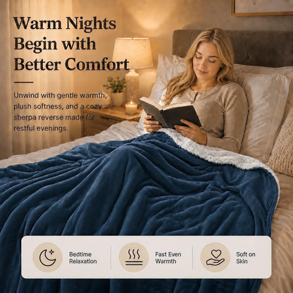 Electric Heated Blanket Full Size 72"x84" – Light Gray | ETL for Safe Overnight, 4 Heat Settings & 10H Auto Off, Dual-Sided Microplush Sherpa for Home Night, Machine washable