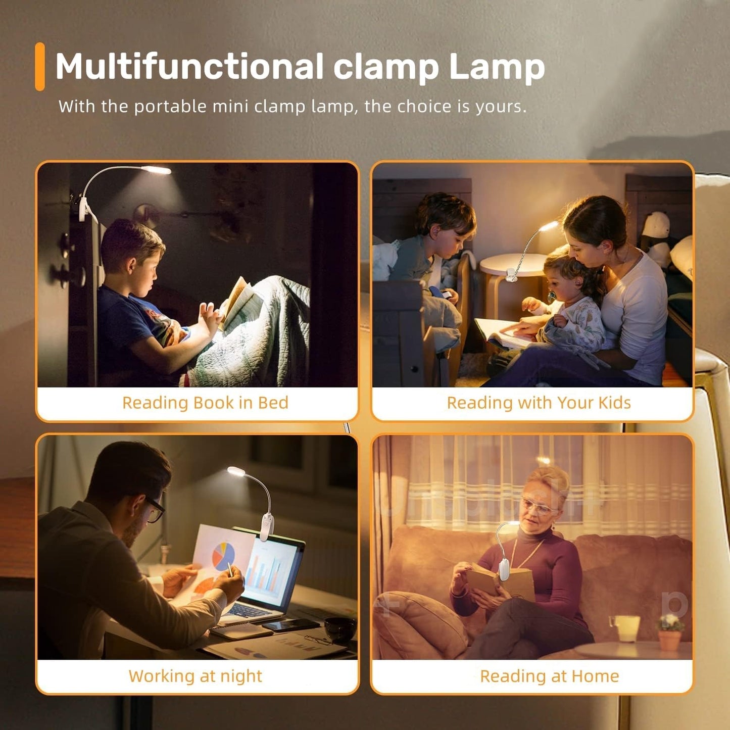 Mini Book Light, Rechargeable Up to 60 Hours, 9-Level Brightness, Easy Clip On Lamp for Night Reading in Bed, Eye Protection Table Light for Bookworms, Kids